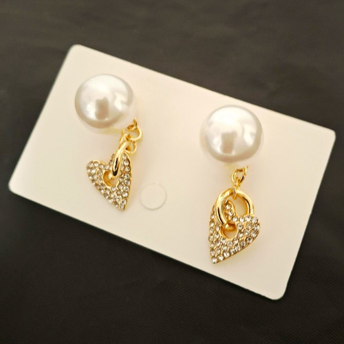 Gold tone heart stud dangle - gold,
