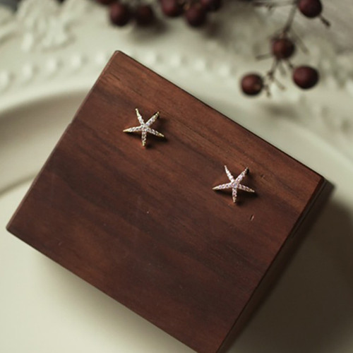 Dainty starfish pave stud - starfish,