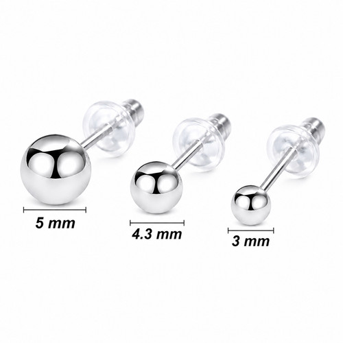 925 sterling silver ball - sterling, stud