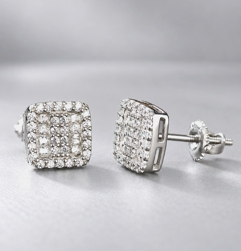 Two rows moisssnite stud - two,