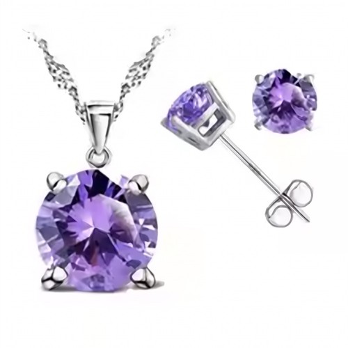 Purple solitaire pendant - purple,