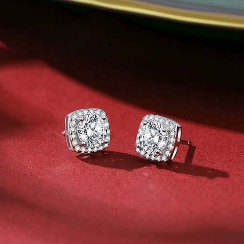 Crystal square stone stud - square,