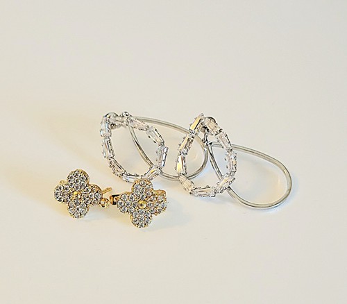 Pairs silver gold tone stud - 2, gold-tone