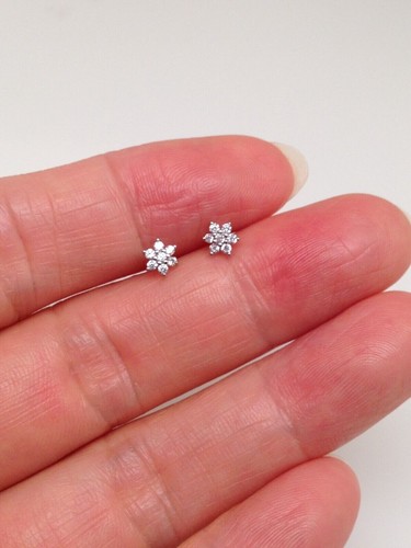 Dainty flower stud earrings - dainty, cz