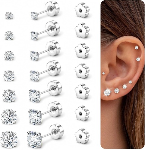 Flat back stud earrings - flat, for