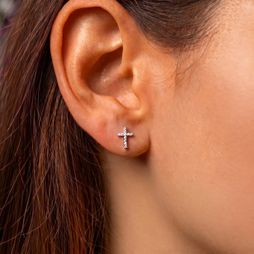 Cross stud earrings for women - cross,