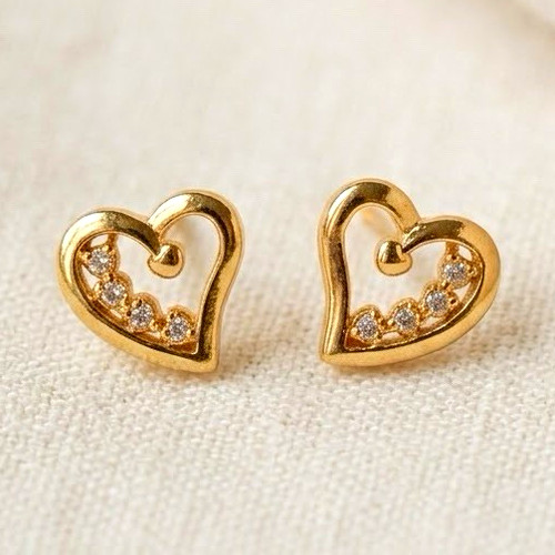 Gold plated open heart - open, stud