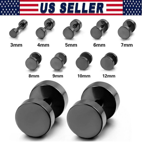 Men black stud earrings - men,