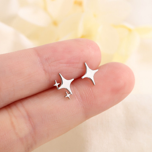 Tiny stars ray silver titanium - tiny,