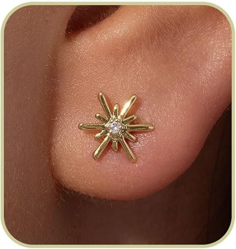 14k gold star - 14k, stud