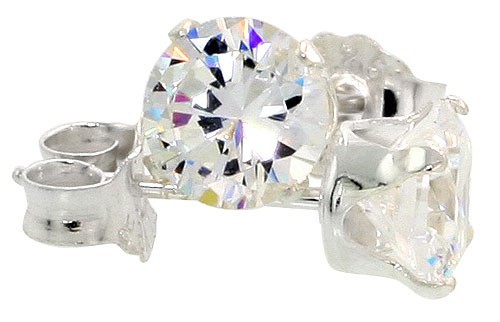 Sterling silver clear stud - sterling,