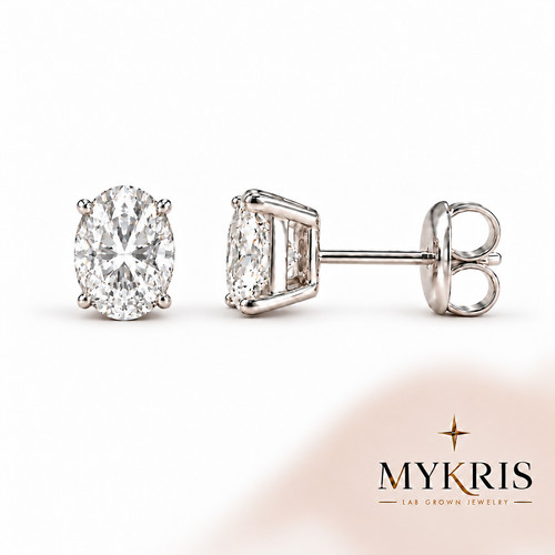 Oval lab grown diamond - diamond, stud