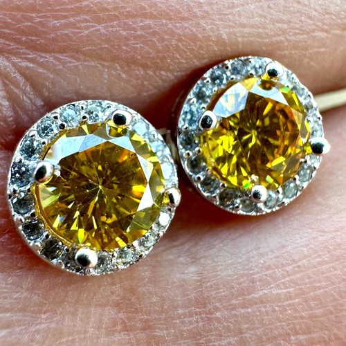 Citrine halo stud earrings - cz,