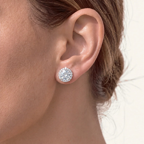 Round halo stud earrings - stud, for