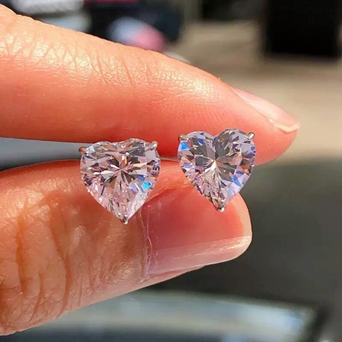 Crystal heart earrings - crystal, stud