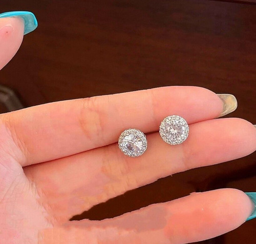 Crystal stone stud earrings - crystal,