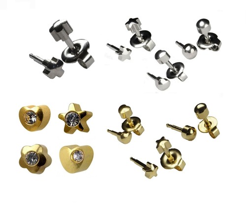Stainless steel stud earrings - stainless,