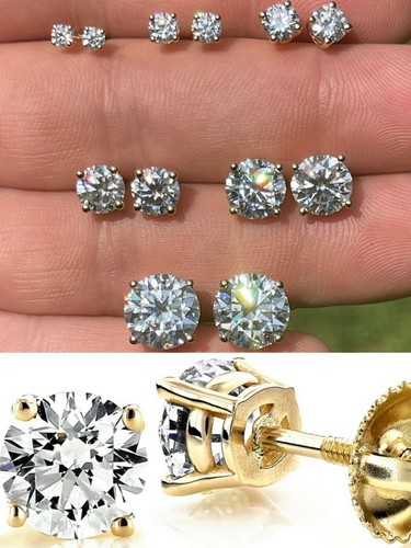 Real moissanite stud - moissanite, earrings