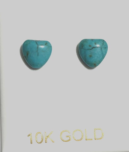 Natural turquoise heart stud - turquoise,