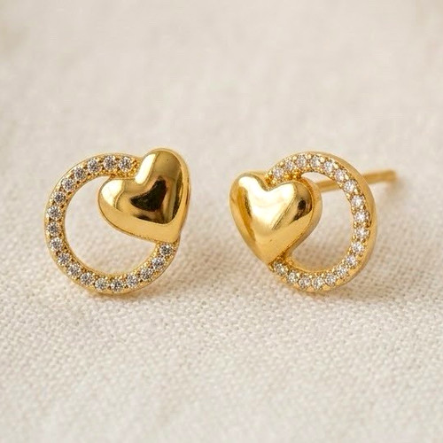 Gold plated tone heart pavé - heart,