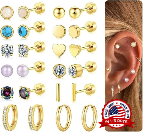 Pairs gold flat back stud - 12,