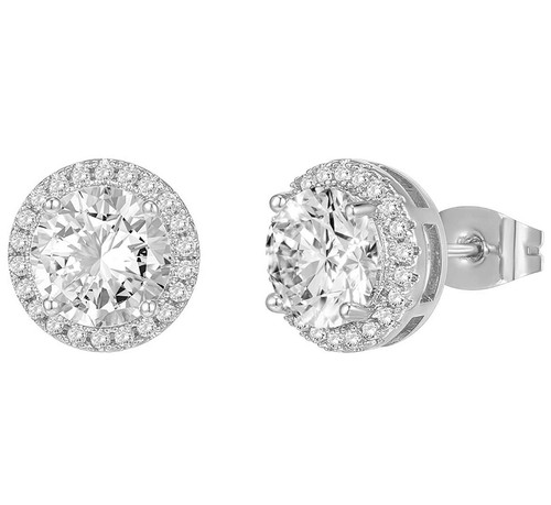 Natural white topaz halo stud - white,