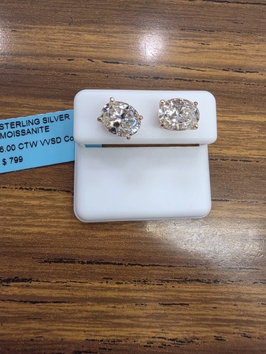 Round white moissanite stud - round,