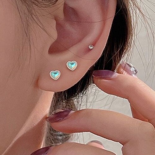 Heart moonstone stud earrings - moonstone,