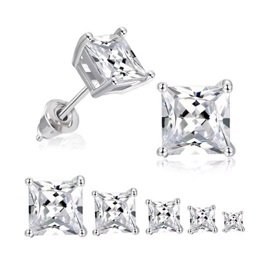 Four prong square stone - prong, stud