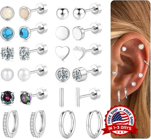 Pairs silver flat - silver, stud