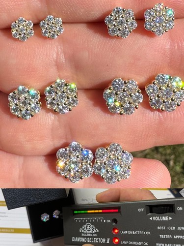 Moissanite studs iced cluster - studs,