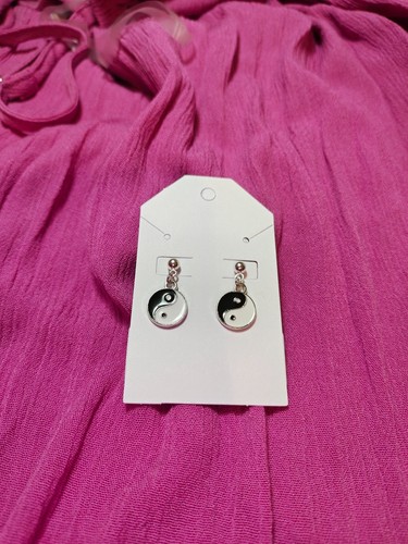 Ying yang stud - earrings, silver