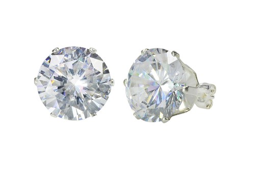Sterling silver stud - silver, cz
