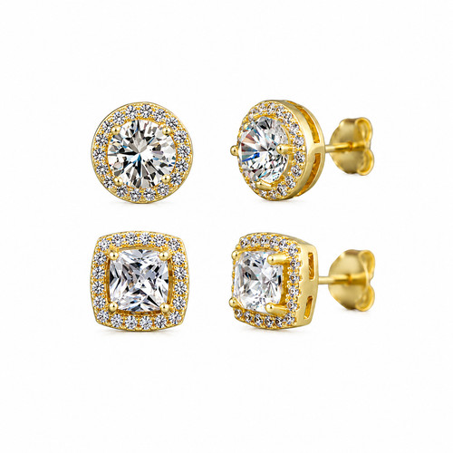 2pair gold plated stud - gold,