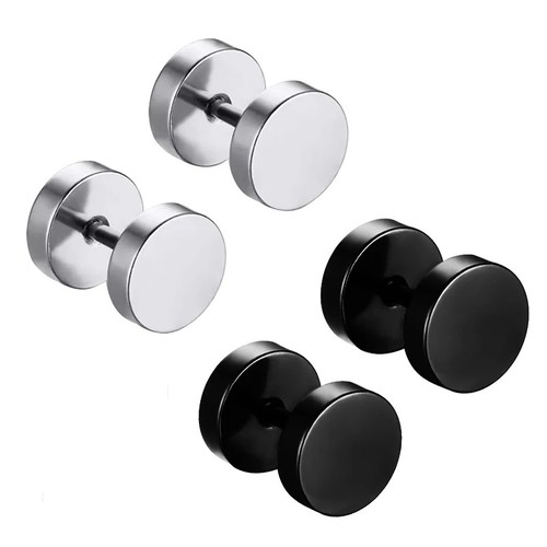 Black round stud earrings - stud,