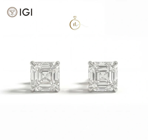 Asscher stud earrings - stud,